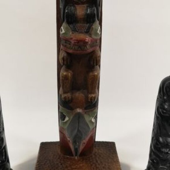 BOMA Canada Collection 3 Vintage Indigenous Totem Art, 13.75" & 4.25" Hand-paint - Picture 4 of 5